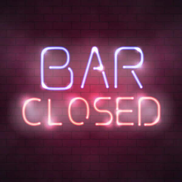 Bar closed neon sign on the brick wall — Stock Vector