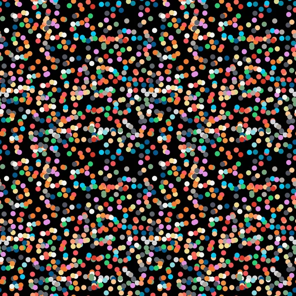 Seamless confetti pattern on black background. — Stock Vector