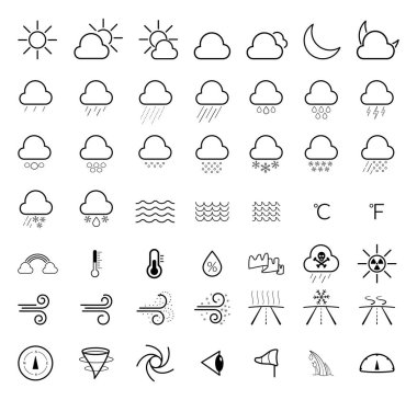 Hava tahmini satır Icons set