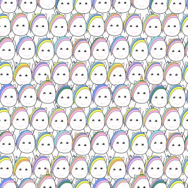 Midilli ve tek boynuzlu at yüzleri ile Seamless Modeli