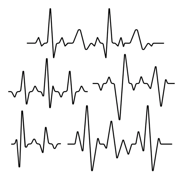 Set di linee di battito cardiaco isolato — Vettoriale Stock