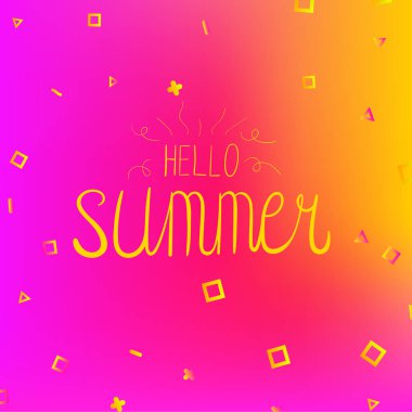 Parlak memphis Merhaba yaz kartı