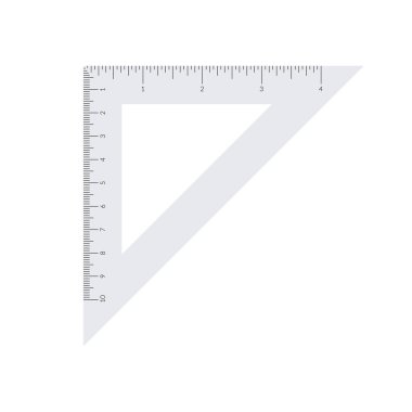 Paper isosceles triangle with metric and imperial units ruler scale. clipart