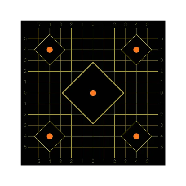 Alvo de tiro em forma quadrada com zonas de pontos para prática de tiro e competições . —  Vetores de Stock