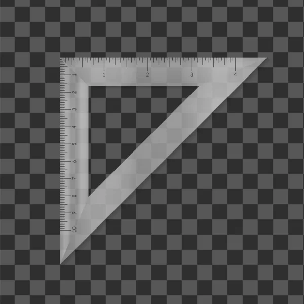 Plastikowy trójkąt równoramienny z jednostkami metrycznymi i imperialną Skala linijki. — Wektor stockowy