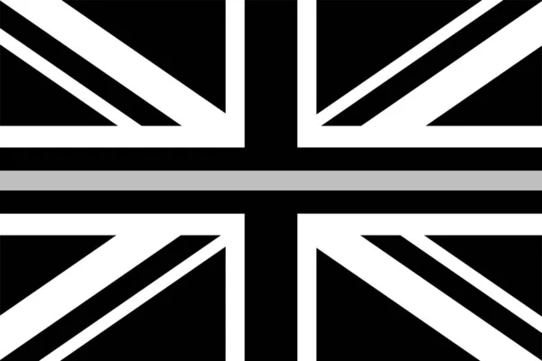 Bandera del Reino Unido con una delgada bandera gris o plateada - una señal para honrar y respetar a los oficiales correccionales, guardias de prisiones y carceleros británicos . — Vector de stock