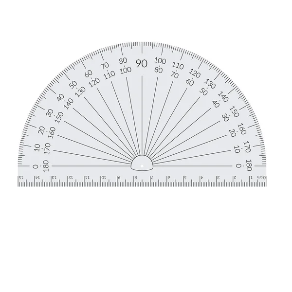 Protracteur circulaire en papier avec une règle en unités métriques — Image vectorielle
