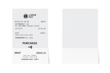 Bir dükkan makbuzunun şablonu. Alışveriş merkezinden bir çekin maketi