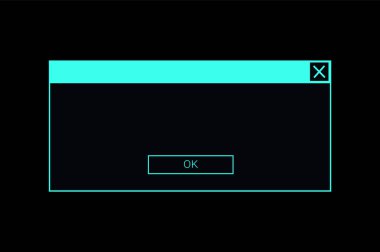 Sistem ileti penceresi kutusu. Neon hatası veya bilgi pencere çerçevesi.