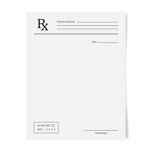 Modèle de tampon Rx. Formulaire de prescription médicale régulière . — Image vectorielle