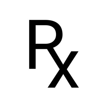 Rx simgesi. Tıbbi reçete sembolü. Tedavi makbuzu işareti.