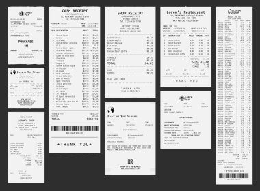 Template of a shop check. Paper payment receipt from supermarket. Bill from a restaurant or mall. clipart