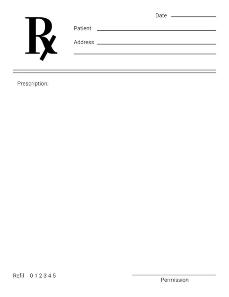 Бланк формы Rx для назначения лечения и списка лекарств . — стоковый вектор
