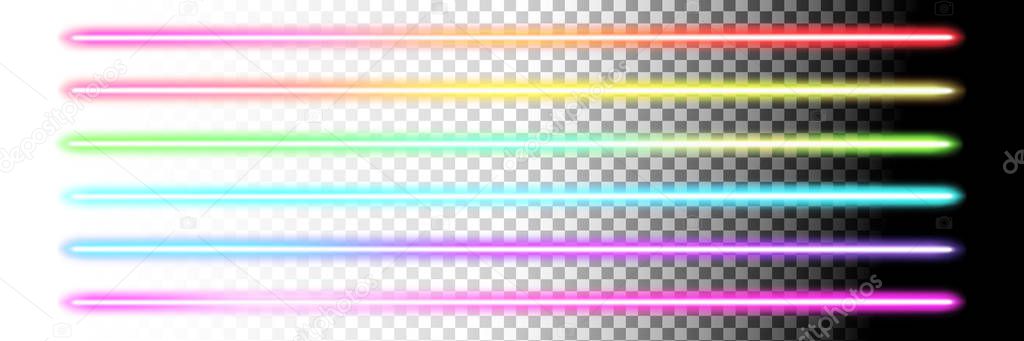 Fluorescent sticks. Glowing iridescent neon lights for both light and dark backgrounds