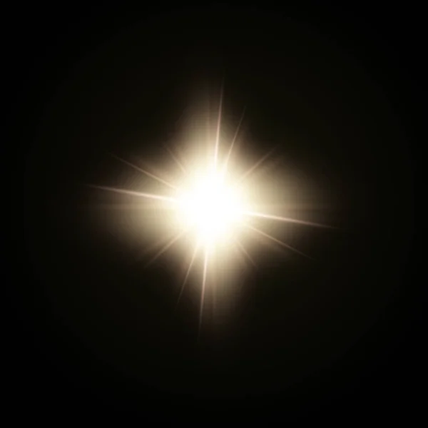 Sunlight or lens flare glowing light from a camera shooting burst of a star. — 스톡 벡터