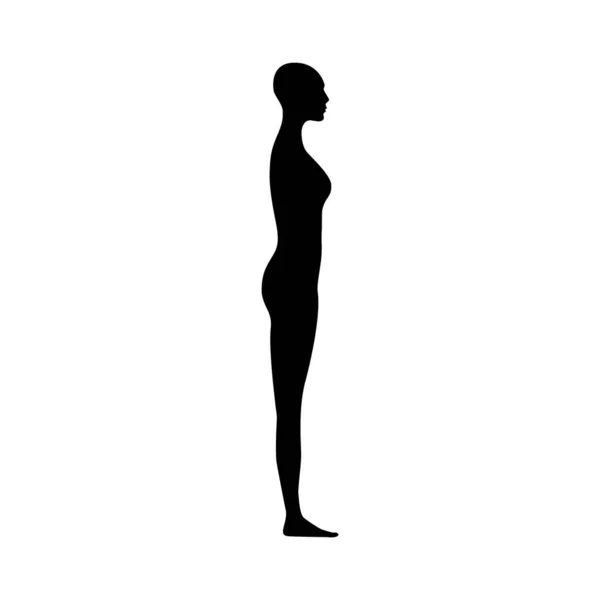 Vista Lateral Silhueta Corpo Humano Uma Fêmea Adulta — Vetor de Stock