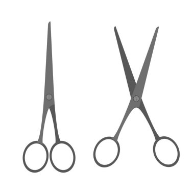 Kuaför makasları düz simge. Açık ve kapalı saç kesim aracı.