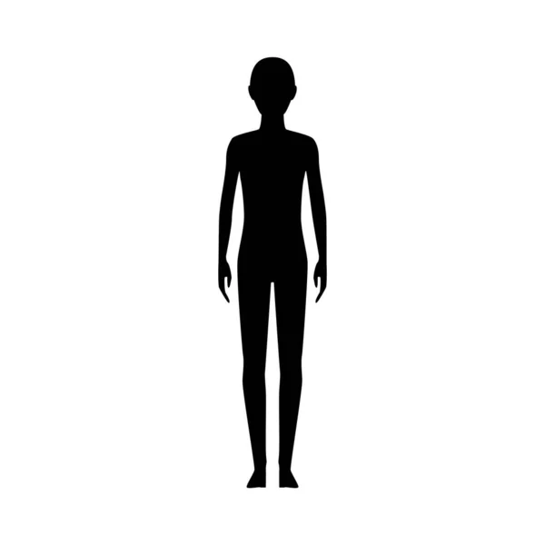 Front View Human Body Silhouette Teenager Gender Neutral Person — Stock Vector