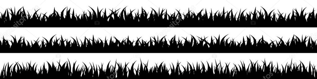 Panoramic seamless grass silhouette for footer and design