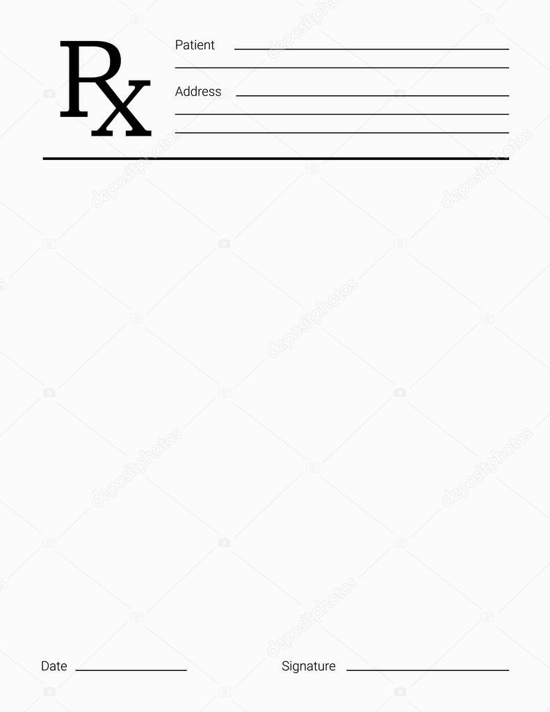 Doctor's Rx pad template. Blank medical prescription form.