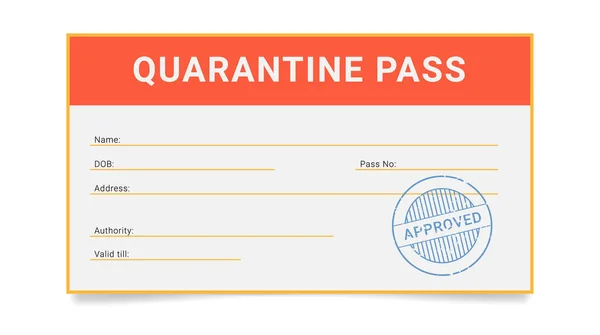 Personal Quarantine Pass Permission Document One Person Out Epidemic Restriction — Stock Vector