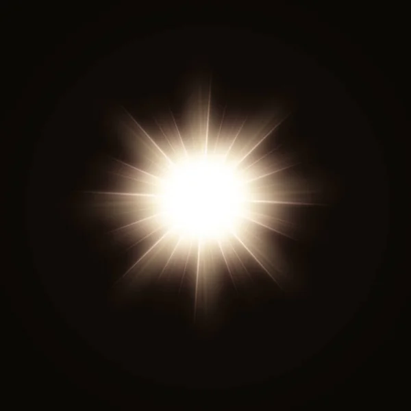 Światło Słoneczne Lub Rozbłysk Soczewki Świecące Światło Aparatu Fotograficznego Pęknięcie — Wektor stockowy