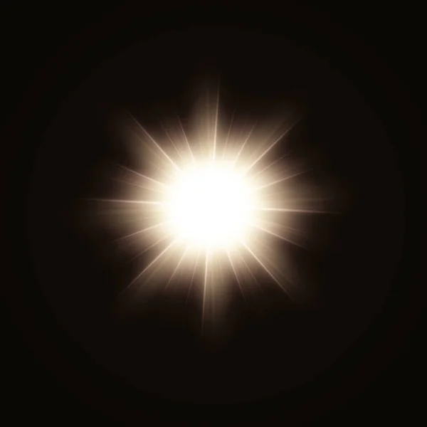 Luz Del Sol Lente Resplandecen Luz Brillante Una Cámara Que — Vector de stock