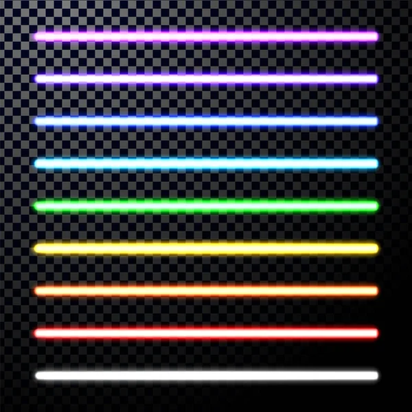 Νέον Φωσφορίζουσες Ράβδους Φθορίζουσες Ακτίνες Λέιζερ Δίσκοι Φωτός — Διανυσματικό Αρχείο
