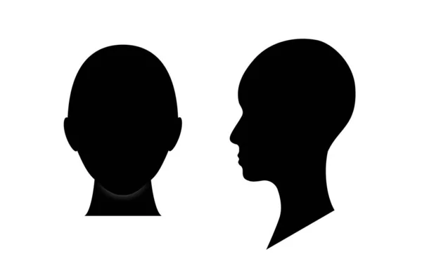 Front Side View Silhouette Teenager Head Anonymous Gender Neutral Person — Stock Vector