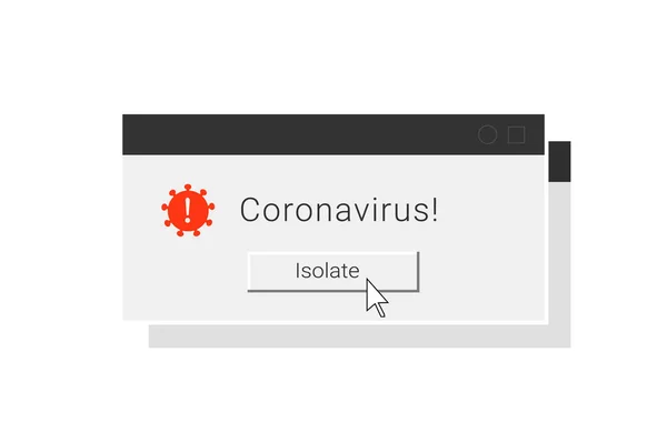 Mensaje Alerta Peligro Infección Por Coronavirus Informe Error Ventana — Archivo Imágenes Vectoriales