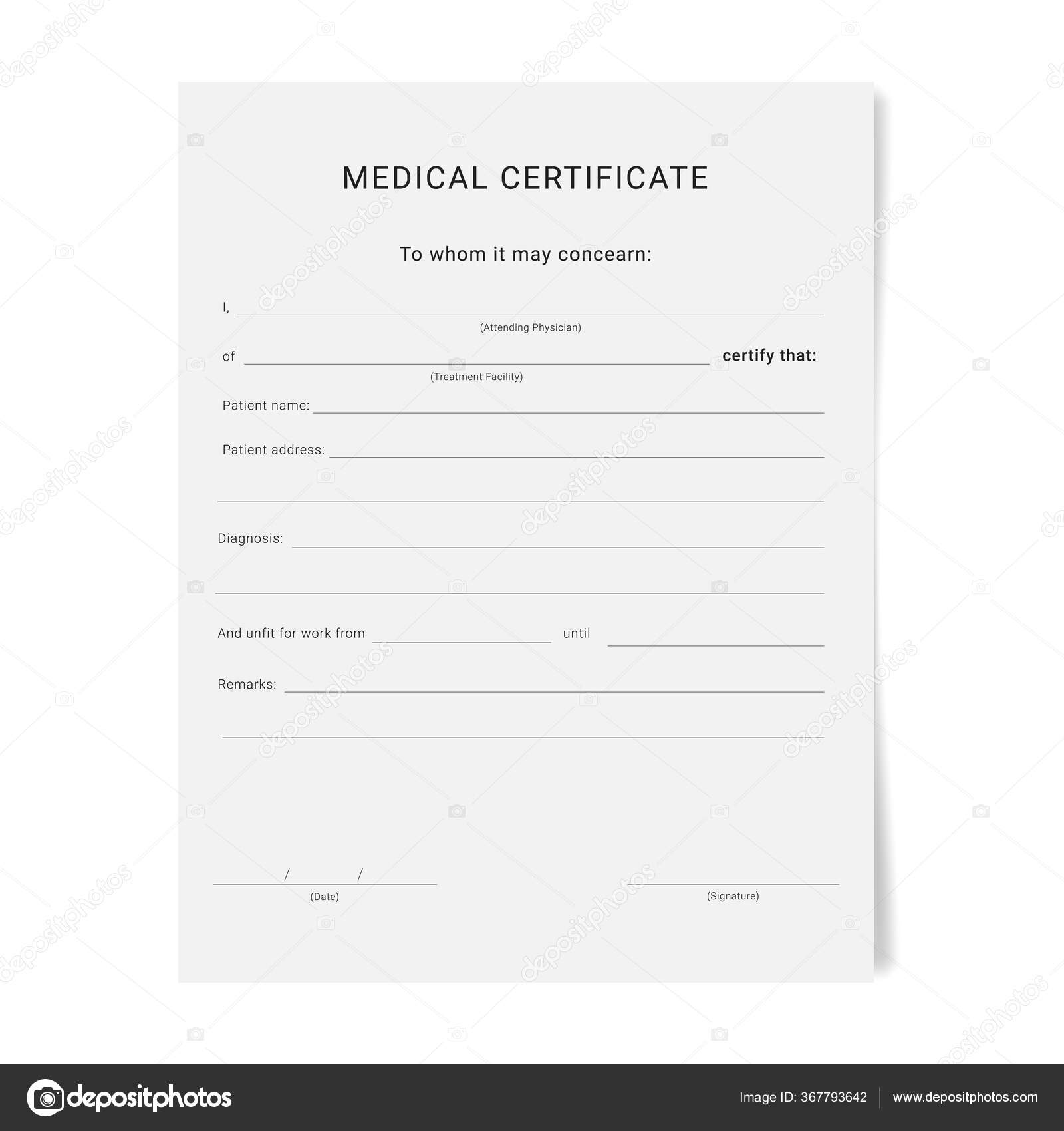 Medical Certificate Form Sick Leave Pad Template Stock Vector Pertaining To Free Fake Medical Certificate Template