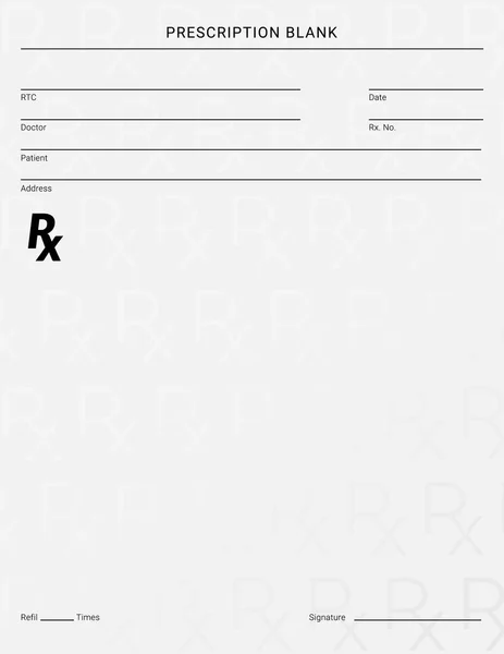ドクターのRxパッドテンプレート 空白の医療処方書 — ストックベクタ