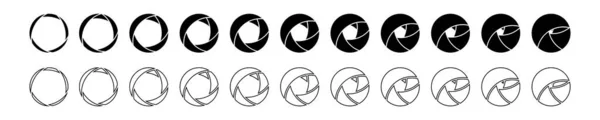 Rangée Diaphragme Objectif Caméra Avec Différentes Valeurs Ouverture — Image vectorielle