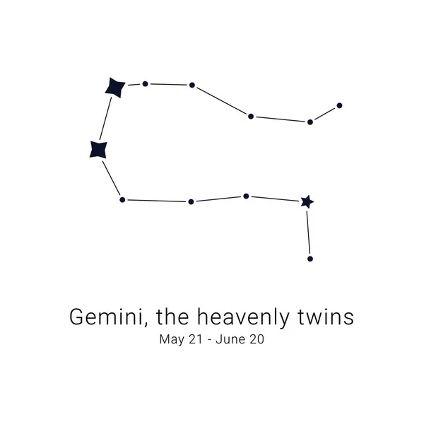 Gémeaux Les Jumeaux Célestes Constellation Plage Dates Naissance — Image vectorielle