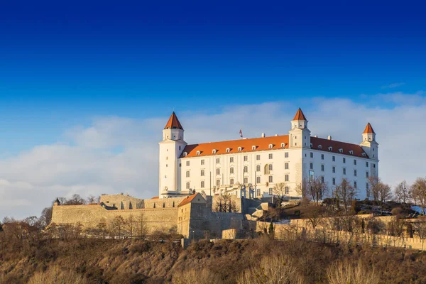 Castelo Bratislava Rio Danúbio Belo Pôr Sol Eslováquia — Fotografia de Stock