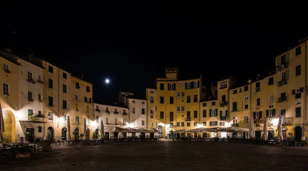 Moon,light,square in Lucca (Italy) night landscape