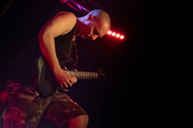 Milan, Italy - June 6, 2018: Italian metal rock band MECHANICAL GOD CREATION, performs at LEGEND CLUB of Milan. Brambilla Simone Live News photographer