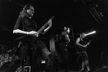 Milan, Italy - June 6, 2018: Italian metal rock band MECHANICAL GOD CREATION, performs at LEGEND CLUB of Milan. Brambilla Simone Live News photographer
