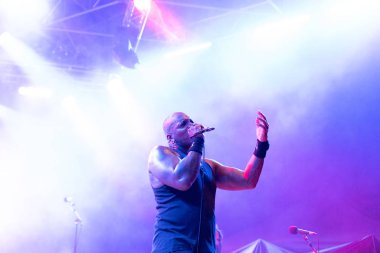 Bergamo, İtalya - 04 Ağustos 2018: Brezilya heavy metal grubu Metal için acil durumda Filagosto Festival Filago (Bg), Sepultura gerçekleştirir. Brambilla Simone canlı haber fotoğrafçı