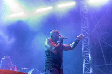 Bergamo, İtalya - 04 Ağustos 2018: Brezilya heavy metal grubu Metal için acil durumda Filagosto Festival Filago (Bg), Sepultura gerçekleştirir. Brambilla Simone canlı haber fotoğrafçı