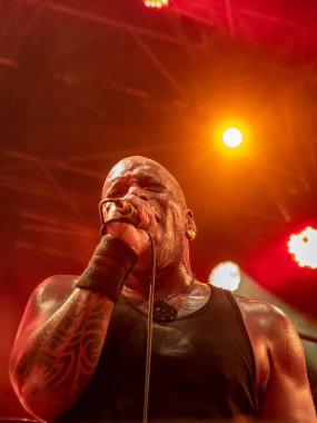 Bergamo, İtalya - 04 Ağustos 2018: Brezilya heavy metal grubu Metal için acil durumda Filagosto Festival Filago (Bg), Sepultura gerçekleştirir. Brambilla Simone canlı haber fotoğrafçı