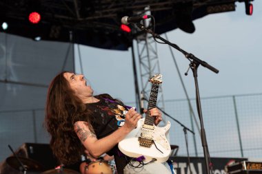 Bergamo, Italy - August 04, 2018: The heavy metal group SKELETOON performs at METAL FOR EMERGENCY in Filagosto Festival of Filago (BG). Brambilla Simone Live News photographer
