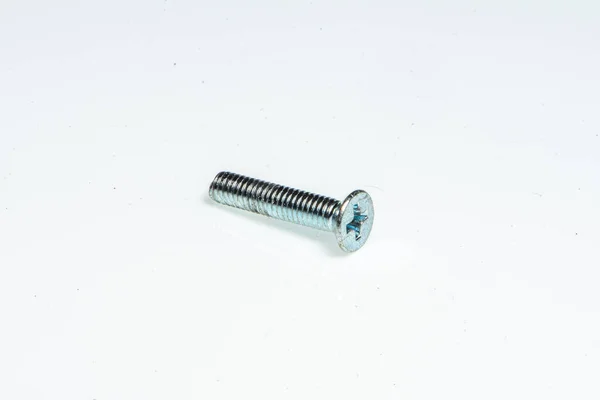 Detail Small Steel Screw White Background — Stock Photo, Image