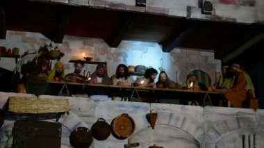 Antignano, İtalya - 14 Nisan 2017: Haç Crucis yol yolu ile. Antignano, İtalya'nın merkezi tutku İsa'nın 14 Nisan 2017 yılında üzerinde gösterimi