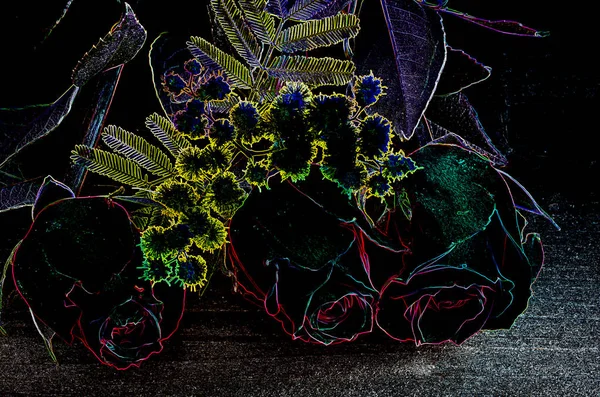 Clipart kahverengi bir arka plan karşı üç kırmızı gül