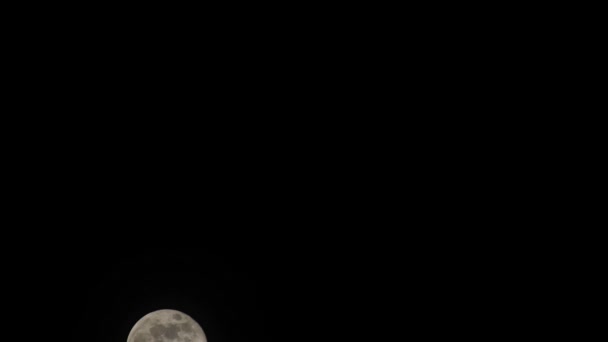 Vollmond und Wolkenvideos in unterschiedlicher Nähe am Himmel, — Stockvideo