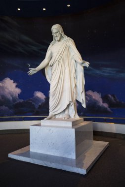 Salt Lake City, Amerika Birleşik Devletleri - 22 Temmuz 2016: mermer Christus, Bertel Thorvaldsen tarafından dirilen İsa heykelinin kopyası