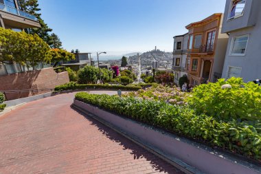 San Francisco ABD - 16 Temmuz 2017 - Lombard street Rusya üzerinde Merhaba