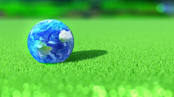 Planetjorden Gröna Golfbana Amerika Afrika Europa Rendering — Stockfoto