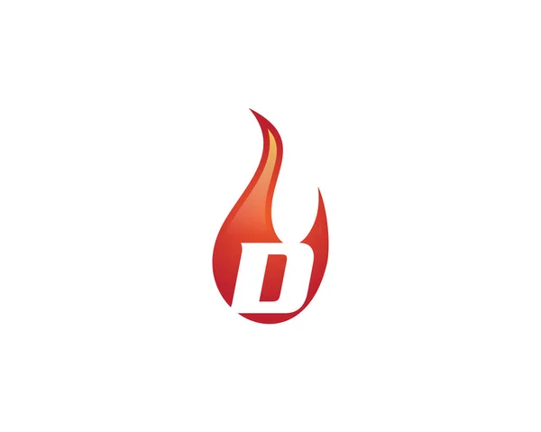 D písmeno plamen logo — Stockový vektor